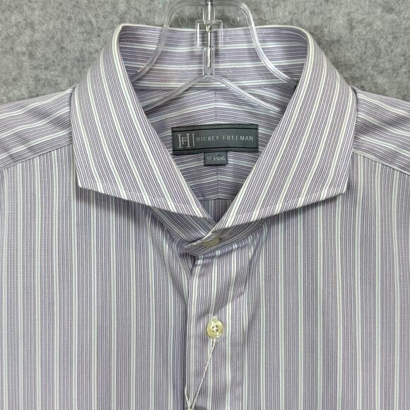 Hickey Freeman Dress Shirt Size 17 X-Long French Cuff Striped Executive Office - Picture 5 of 16